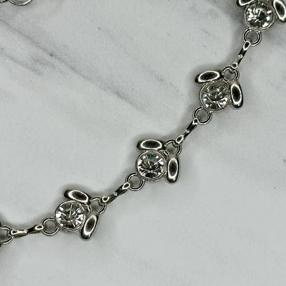 Y2K Rhinestone Flower Silver Chain Belt Extra Small/Small (XS/S) ✨
